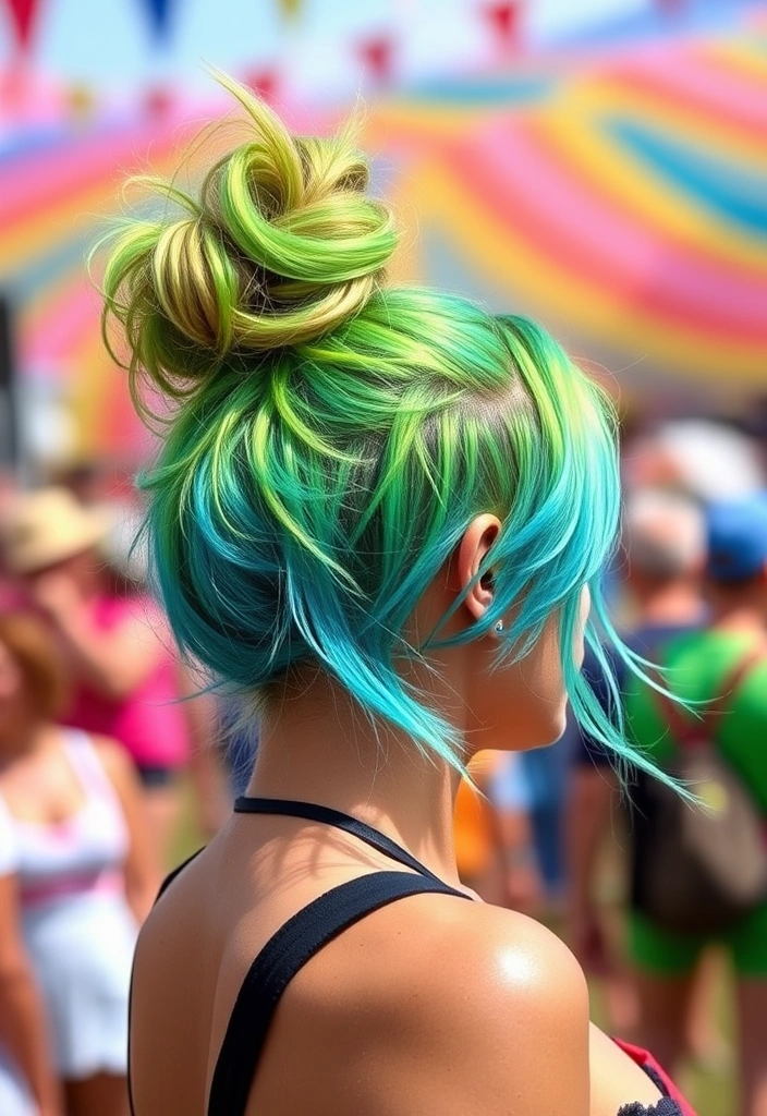 15 Fancy Dip-Dye Hair Color Ideas That Will Transform Your Look! - 11. Neon Green and Blue Splash