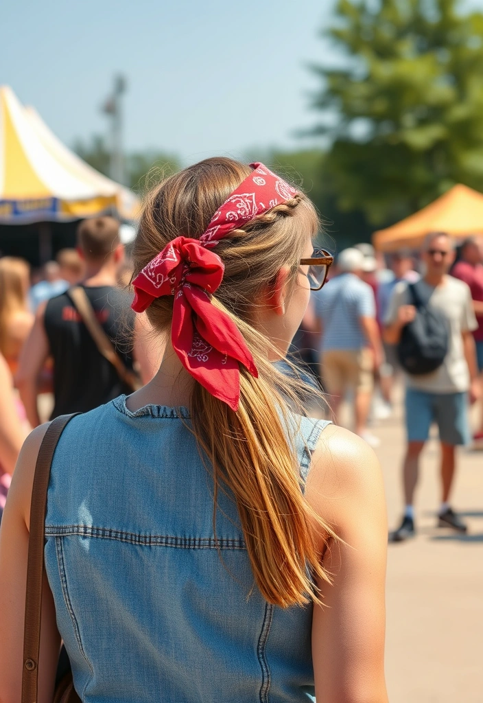 21 Patriotic and Stylish 4th of July Hairstyles That'll Make You Shine! - 20. Red Bandana Look