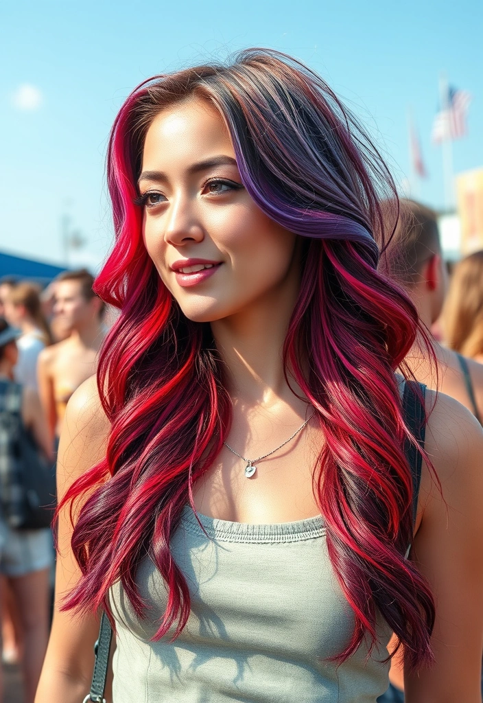 21 Patriotic and Stylish 4th of July Hairstyles That'll Make You Shine! - 13. Funky Red and Blue Streaks