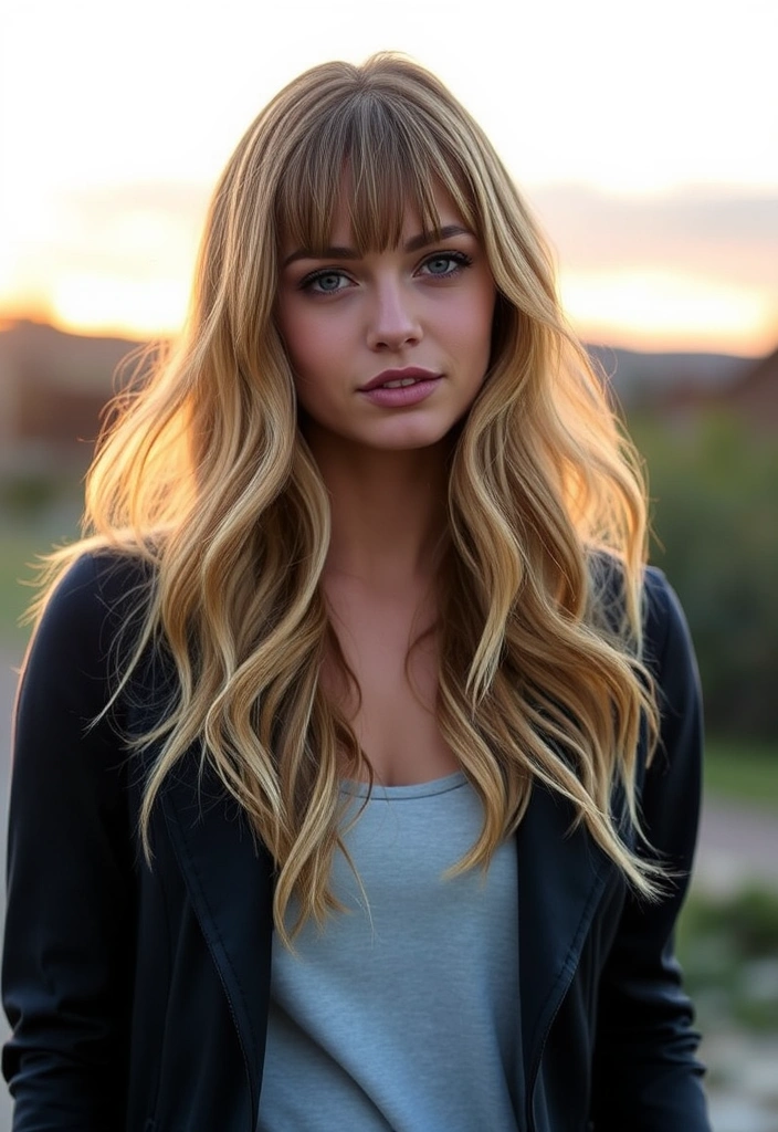 30 Stylish Hime Haircut Ideas That Will Make You Stand Out! - 3. Soft Waves with Hime Bangs