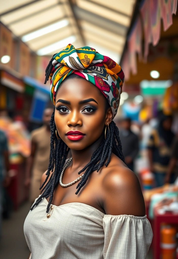 24 Nonchalant Dreadhead Styles That'll Make You Look Effortlessly Cool! - 16. Dreadlocks with a Headwrap