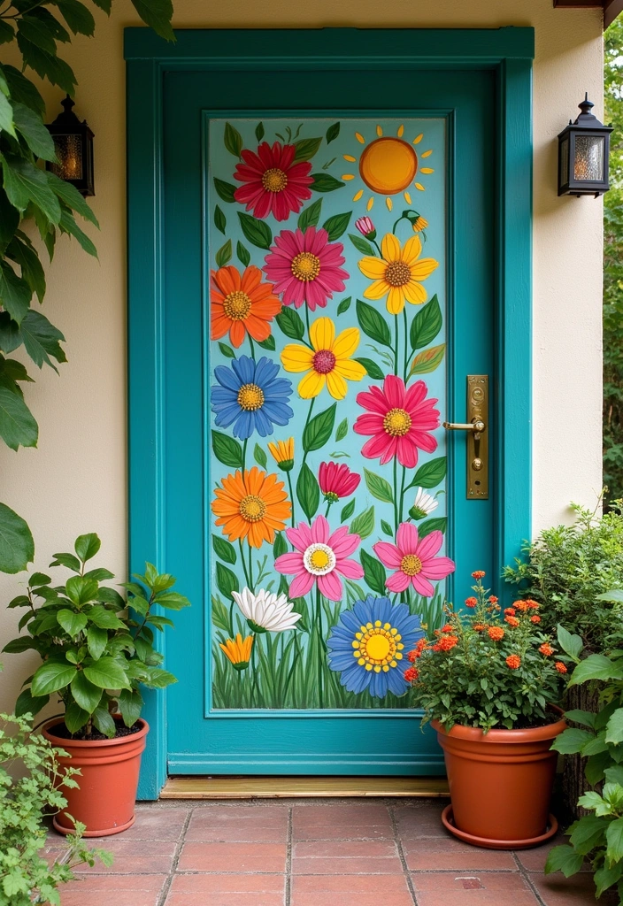 22 Front Door Ideas That Will Make Your Neighbors Jealous (You Won't Believe #12!) - 13. Floral Patterns for a Whimsical Touch