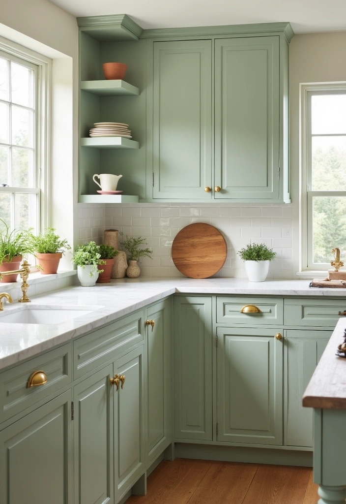 20 Kitchen Paint Ideas That Will Transform Your Honey Oak Cabinets into a Dream Space! - 2. Soft Sage Green Serenity