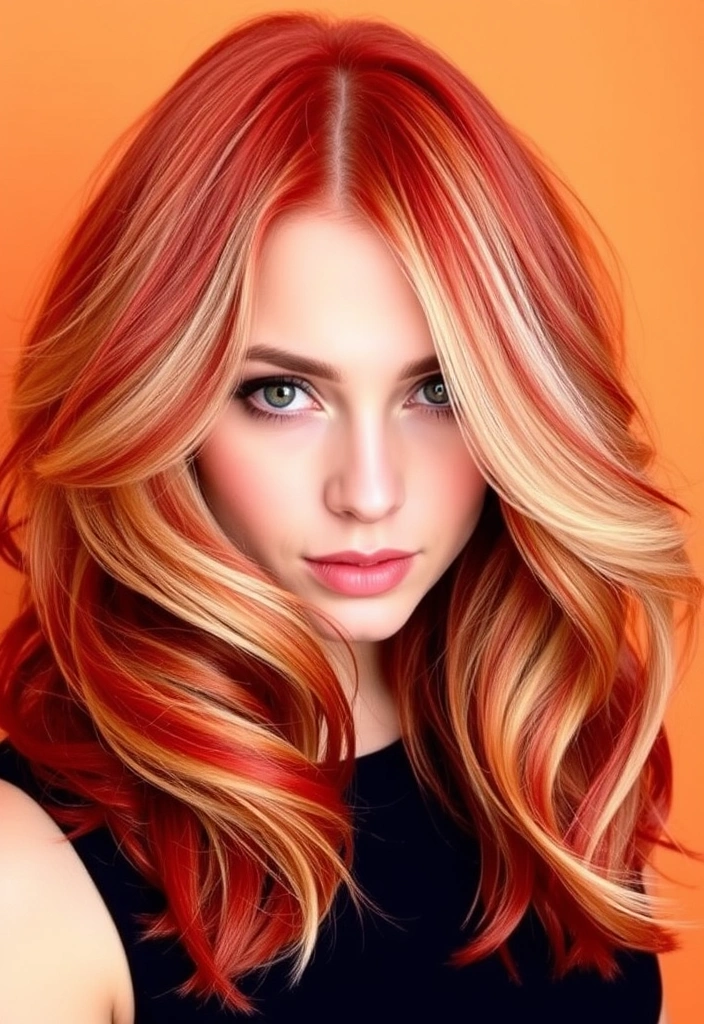 15 Blazing Red Weave Hairstyles That Will Turn Heads Everywhere! - 13. Red and Blonde Highlights