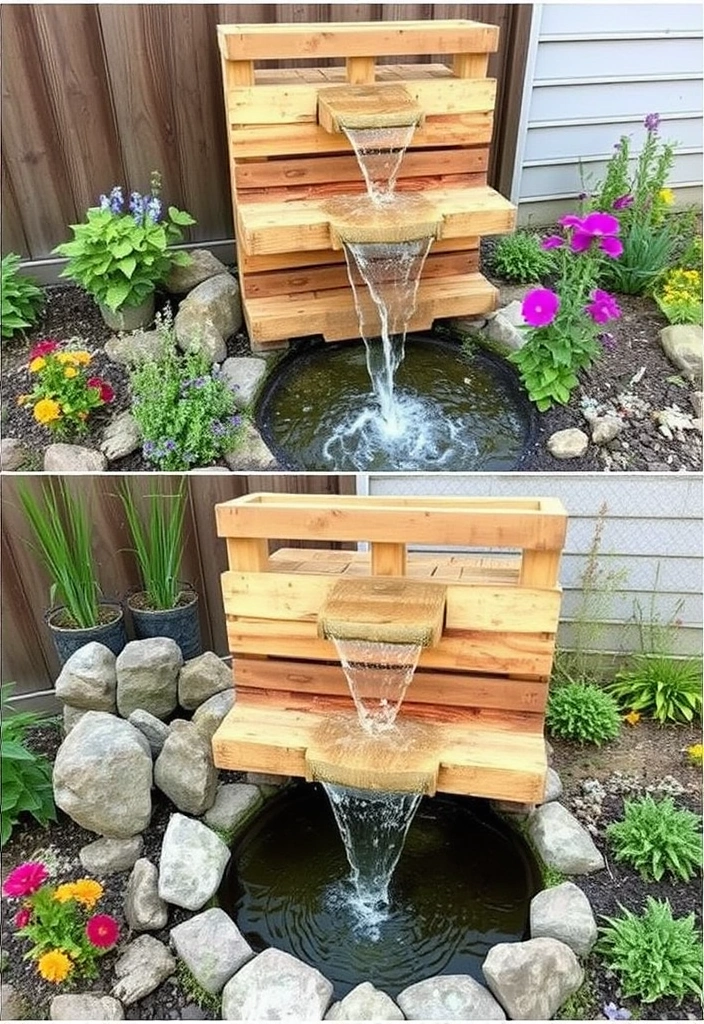 25 Small Garden Waterfalls Ideas That Will Transform Your Backyard into a Paradise! - 17. DIY Pallet Waterfall