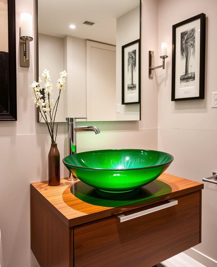 21 Green Bathroom Design Trend Ideas That'll Refresh Your Space (You Won't Believe #7!) - 23. Green Vessel Sinks