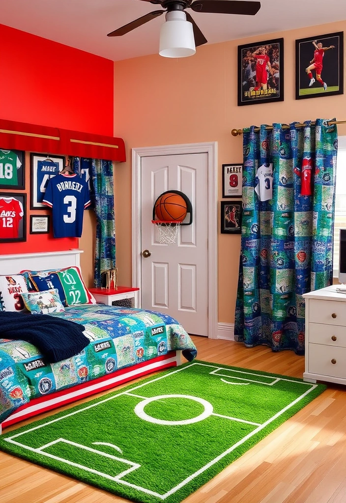 24 Young Boys Bedroom Ideas That Will Make You Say 'WOW!' - 2. Sports Fanatic Paradise