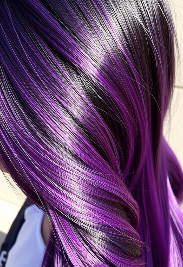 21 Vibrant Hairstyles for Purple Hair That'll Turn Heads Everywhere! - 17. Bold Purple Highlights