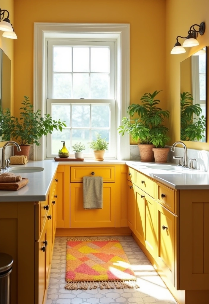 22 Best Paint Colors for Bathroom Cabinets That Will Transform Your Space! - 11. Charming Mustard Yellow