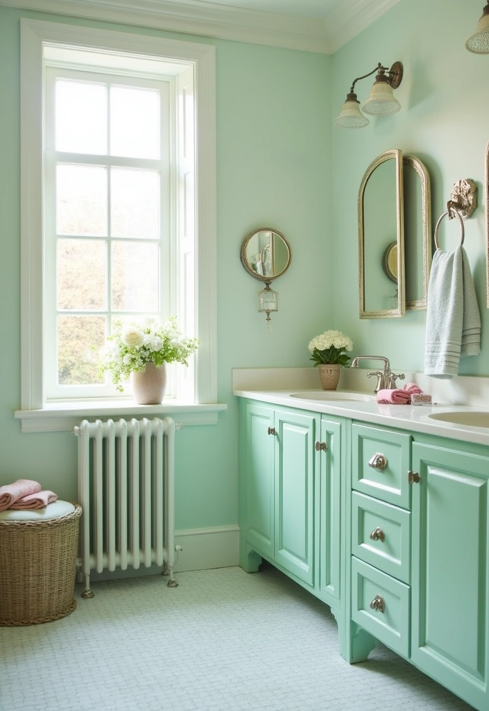 22 Best Paint Colors for Bathroom Cabinets That Will Transform Your Space! - 13. Refreshing Mint Green