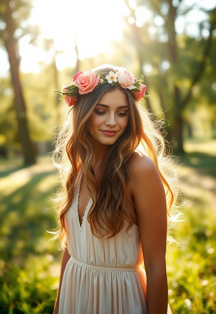 20 Classic Gypsy Shag Hairstyles You Need to Try (Number 7 Will Blow Your Mind!) - 20. Bohemian Crown with Flowers