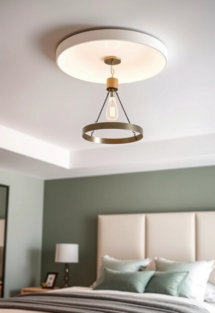 28 Stunning Sage Green and Grey Bedroom Ideas That Will Transform Your Space! - 15. Modern Ceiling Lights