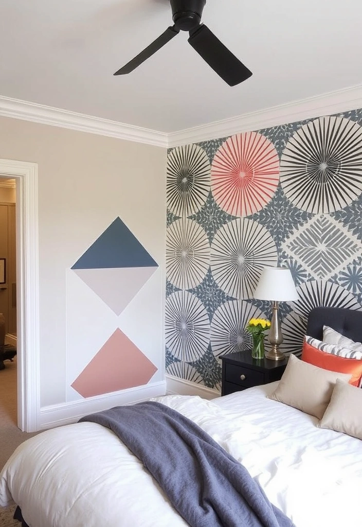 25 Trendy Bedroom Ideas For Men That Will Transform Your Space! - 13. Creative Use of Wallpaper