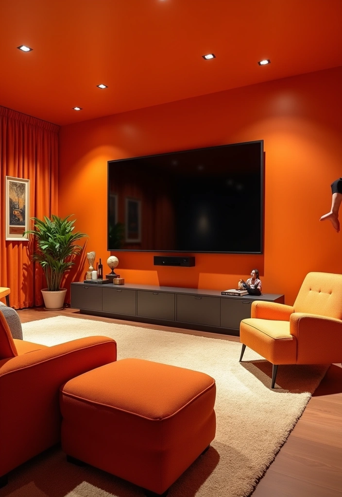 26 Best Paint Colors for Media Room That Will Transform Your Viewing Experience! - 24. Radiant Orange