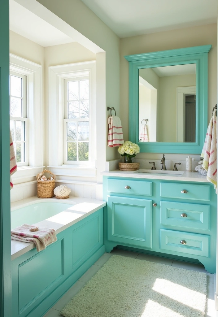 22 Best Paint Colors for Bathroom Cabinets That Will Transform Your Space! - 7. Refreshing Aqua