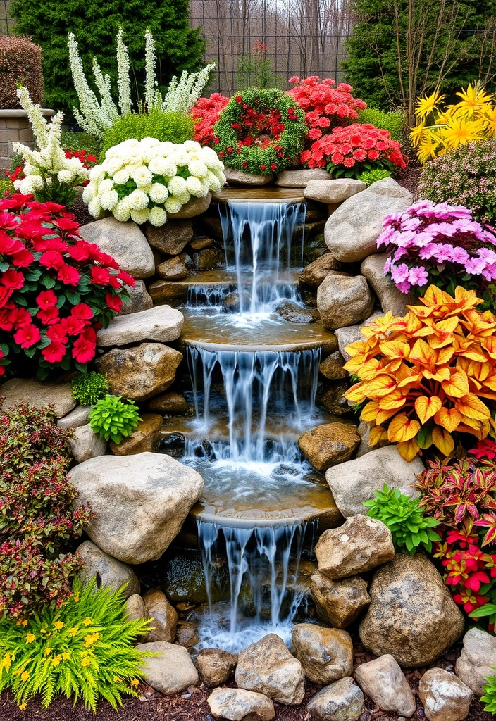 25 Small Garden Waterfalls Ideas That Will Transform Your Backyard into a Paradise! - 12. Seasonal Waterfall Design