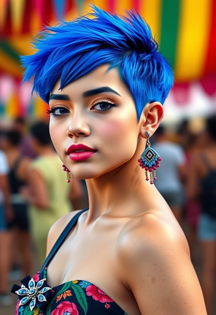 20 Sassy Hairstyles for Coachella That Will Turn Heads (You Won't Believe #12!) - 19. Vibrant Pixie Cut