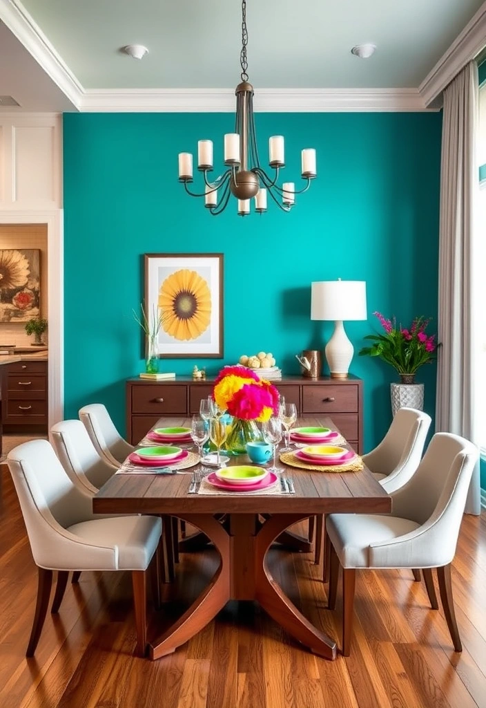 24 Organic Modern Dining Room Ideas That Will Transform Your Space! - 13. Colorful Accents