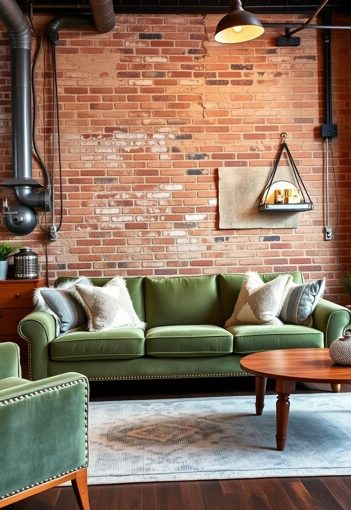 27 Sage Green Living Room Ideas That'll Make You Fall in Love with Your Space! - 9. Industrial Chic