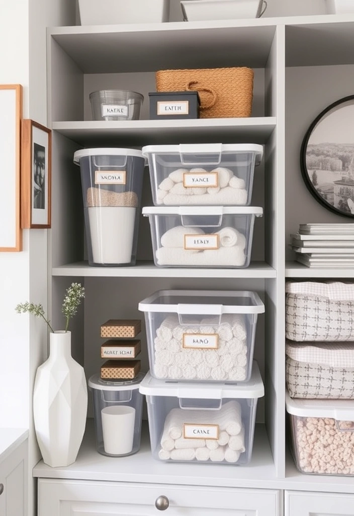 28 Genius Small Apartment Ideas to Maximize Space and Style - 10. Use Clear Storage Bins