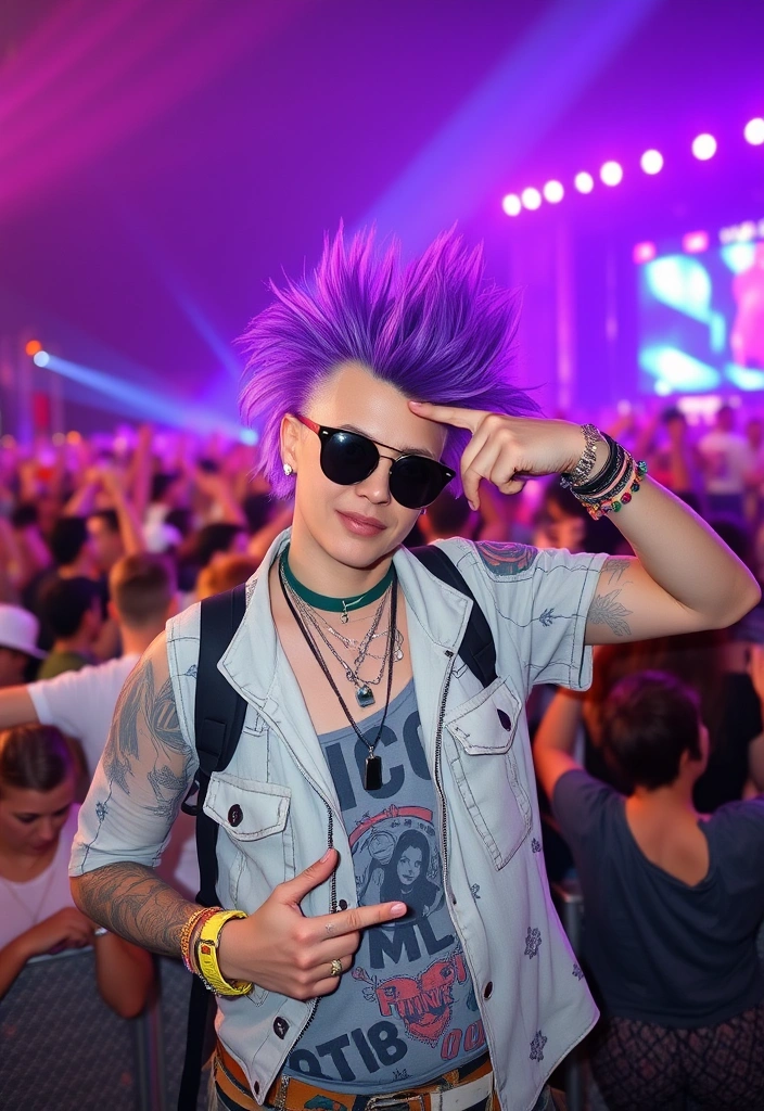 21 Vibrant Hairstyles for Purple Hair That'll Turn Heads Everywhere! - 6. Funky Purple Mohawk