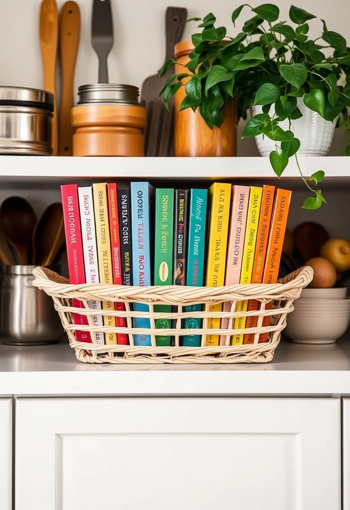 27 Small Kitchen Storage Ideas That'll Transform Your Space! - 16. Attractive Cookbook Storage