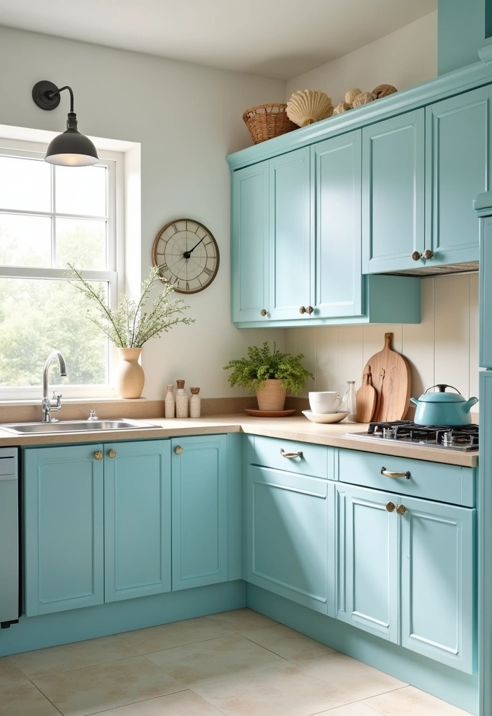 26 Stunning Kitchen Color Combinations That Will Transform Your Cooking Space (You Won't Believe #14!) - 11. Ocean Blue and Sandy Beige