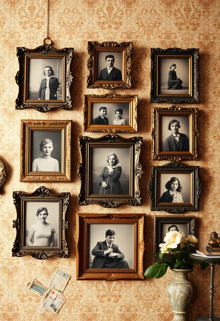 21 Inspiring Photo Wall Ideas That Will Transform Your Space! - 12. The Vintage Vibe