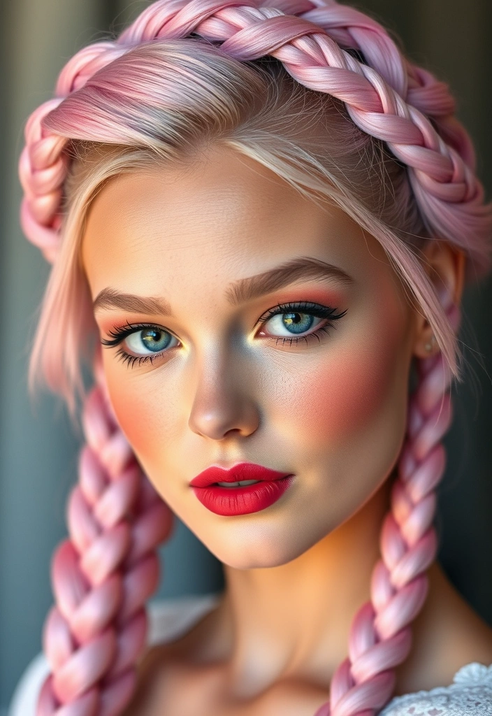 22 Sexy Hairstyles for Pink Hair That'll Turn Heads Everywhere You Go! - 2. Chic Braided Crown