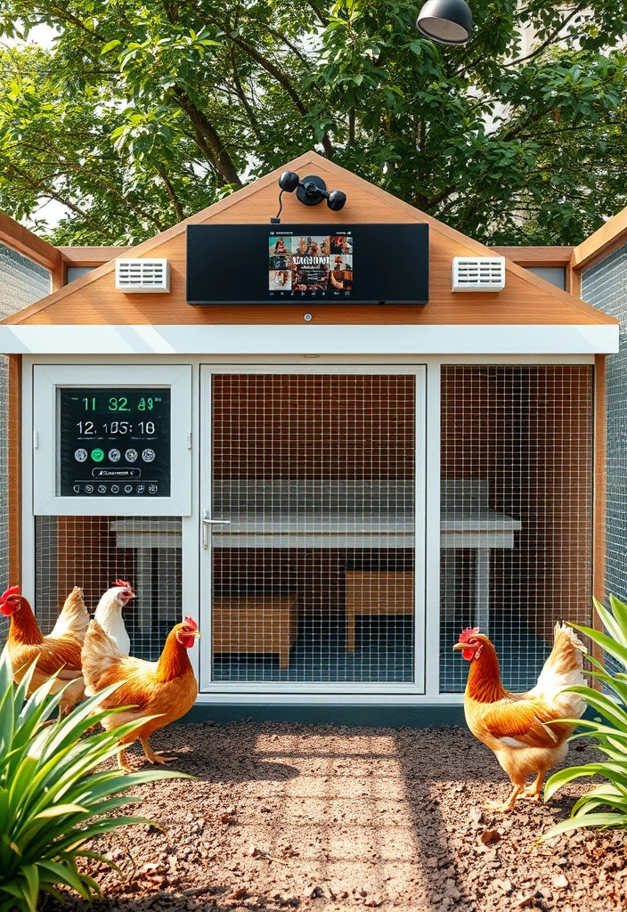 21 Eggcellent Inside Chicken Coop Designs for the Feathery Bunch - 14. The Tech-Integrated Coop