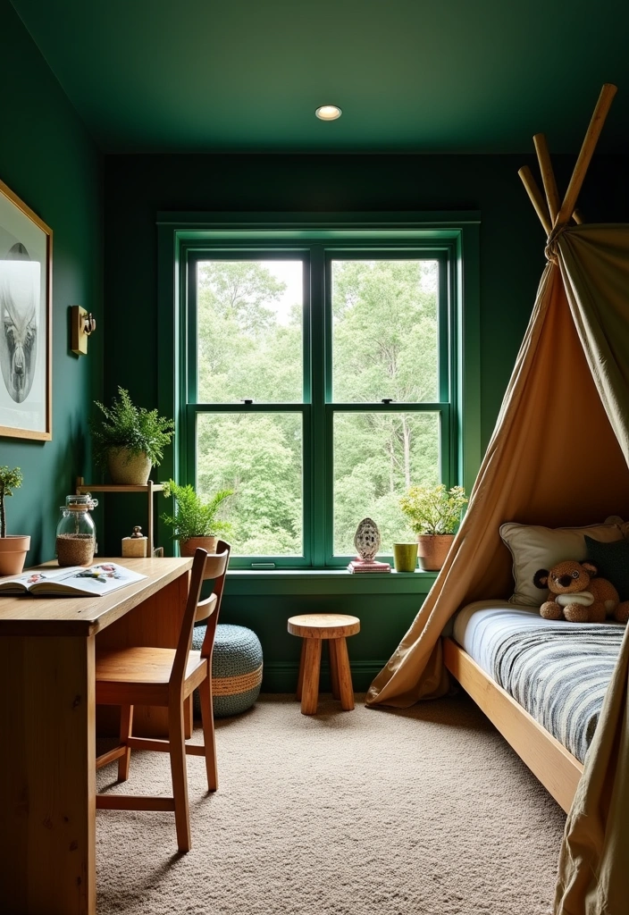 24 Best Paint Colors for Boys Room That Will Make You Want to Move In! - 2. Forest Green Adventure