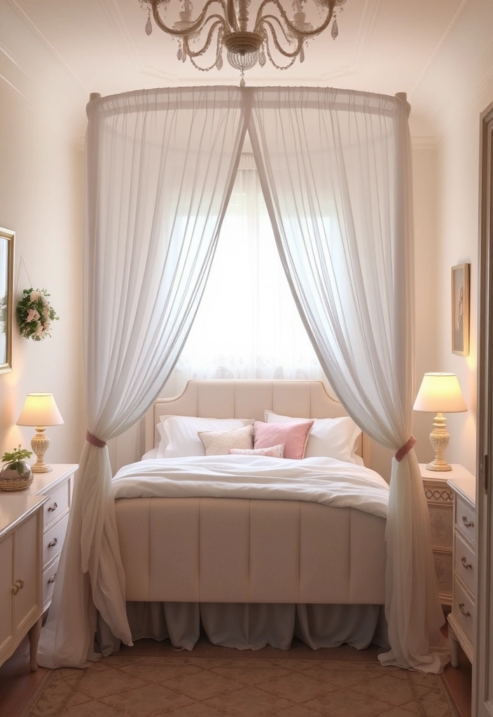 25 Charming Small Bedroom Decor Ideas for Women That Will Transform Your Space! - 13. Create a Dreamy Canopy Bed