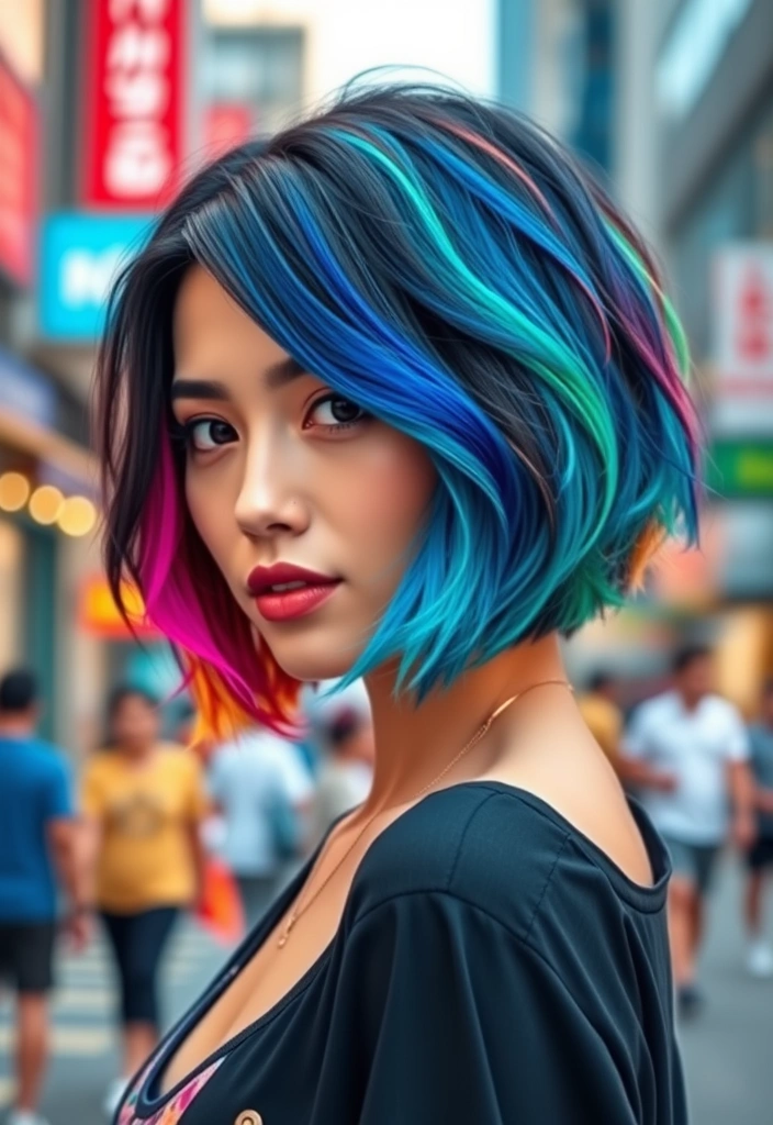 15 Unique Hairstyles for Short Hair That Will Turn Heads! - 14. Colorful Highlights