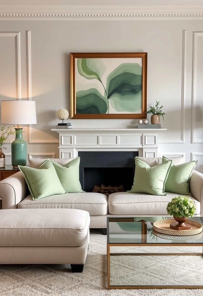 27 Sage Green Living Room Ideas That'll Make You Fall in Love with Your Space! - 12. Sophisticated Neutrals