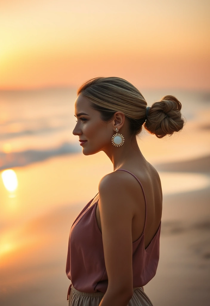 24 Sun-Kissed Beach Hairstyles to Rock This Summer (You Won't Believe #10!) - 21. Chic Low Bun