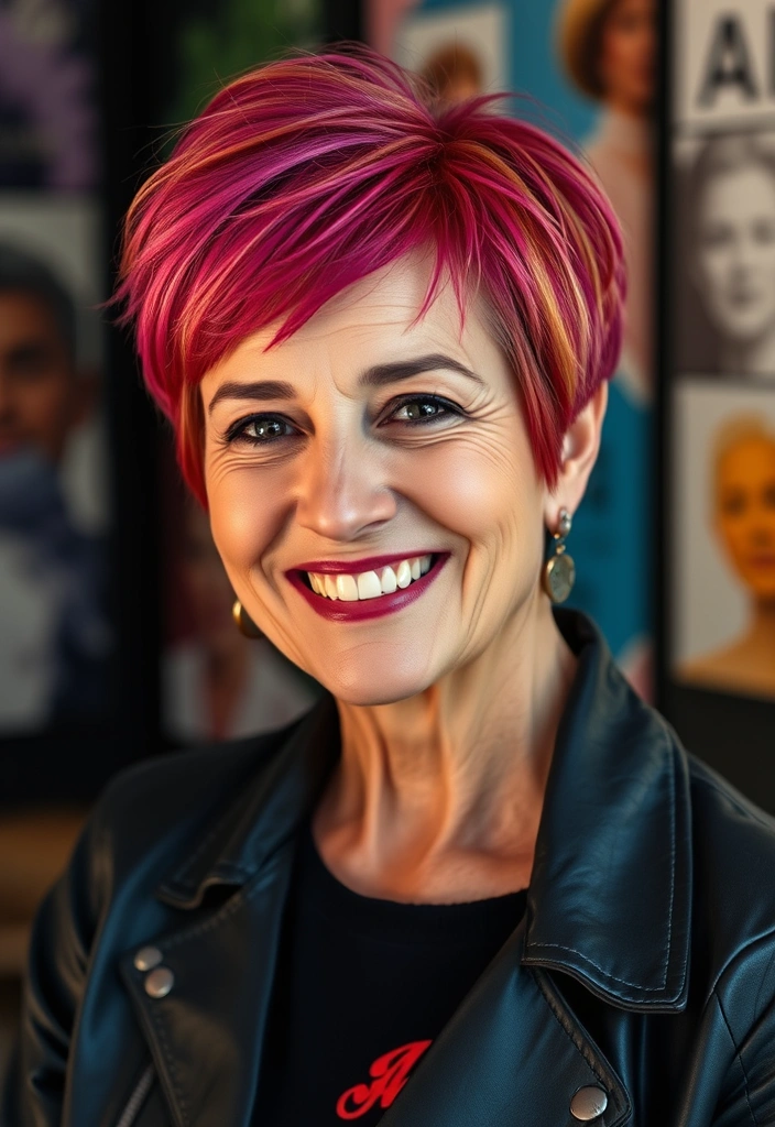 25 Classy Short Hairstyles for Women Over 50 That'll Make You Look Fabulous! - 21. Bold Color Highlights