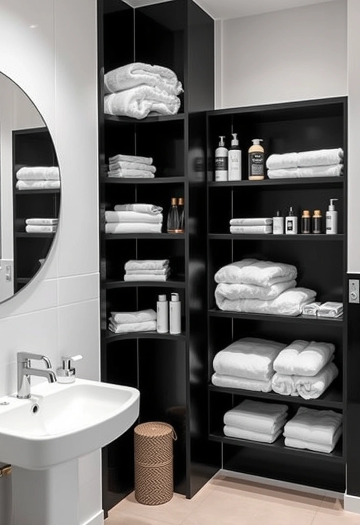 26 Stunning Black And White Bathroom Designs That Will Leave You Speechless! - 14. Clever Storage Solutions