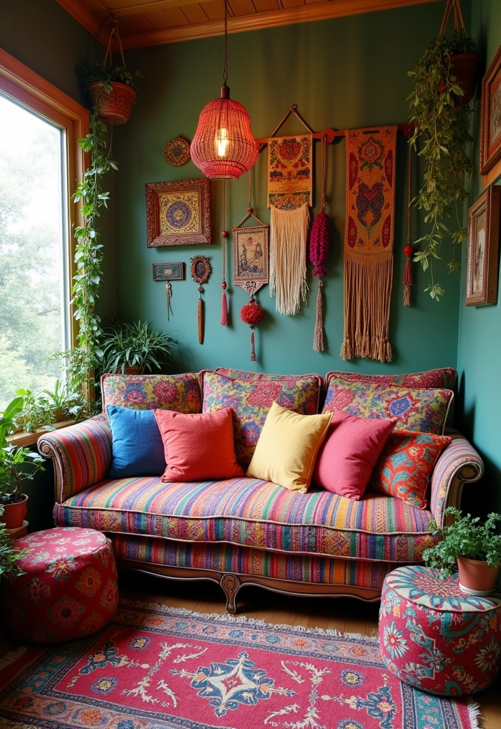 25 Cozy Reading Nook Ideas That'll Make You Want to Curl Up with a Book! - 11. Colorful Bohemian Vibe