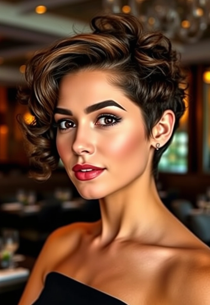 15 Magical Curly Pixie Cut Ideas That Will Transform Your Look Instantly! - 11. The Curly Pixie with Side Swept Bangs