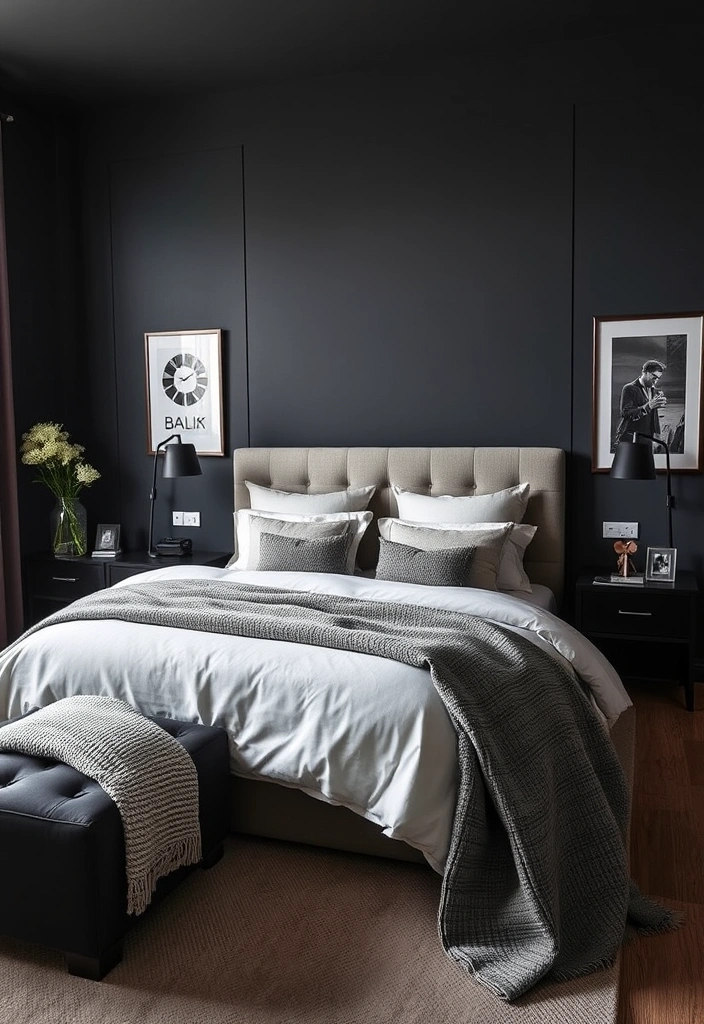 22 Romantic Bedroom Paint Colors That'll Make You Fall in Love Again! - 8. Charcoal Gray - Modern Sophistication