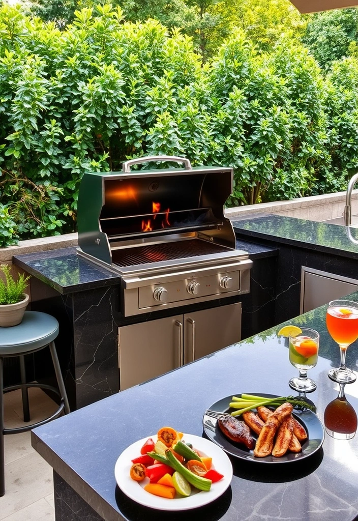 22 Best Outdoor Grill Station Ideas That'll Make You the BBQ King or Queen! - 1. Elegant Stone Grill Station