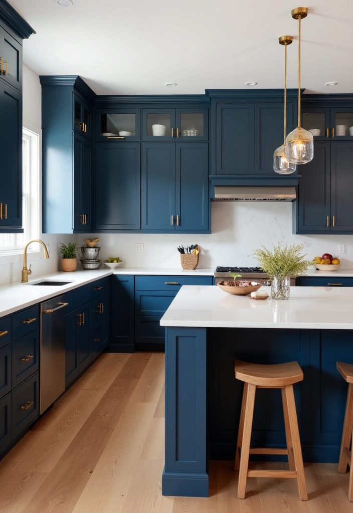 20 Kitchen Paint Ideas That Will Transform Your Honey Oak Cabinets into a Dream Space! - 3. Bold Navy Blue