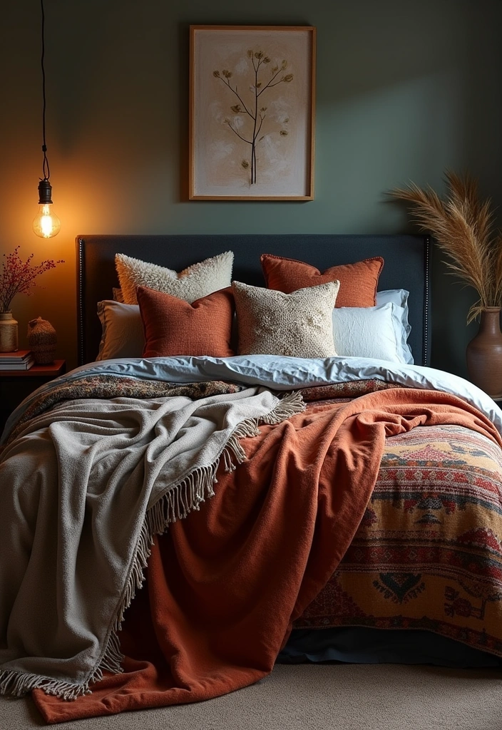 24 Unique Dark Boho Bedroom Inspirations That Will Transform Your Space! - 5. Bohemian Bedding