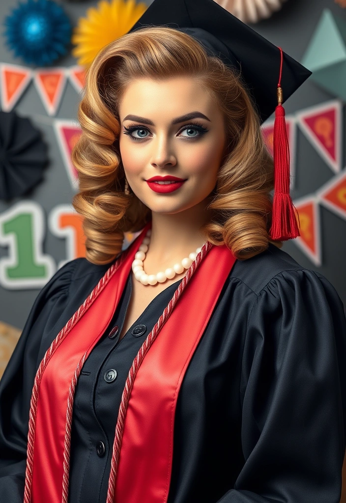 23 Graduation Hair Ideas You Can Do in Under 30 Minutes (You’ll Want #12!) - 17. Retro Pin-Up