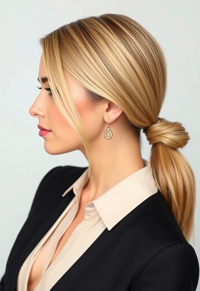 21 Gorgeous Hairstyles for Medium Length Hair That Will Turn Heads! - 2. Sleek Low Ponytail