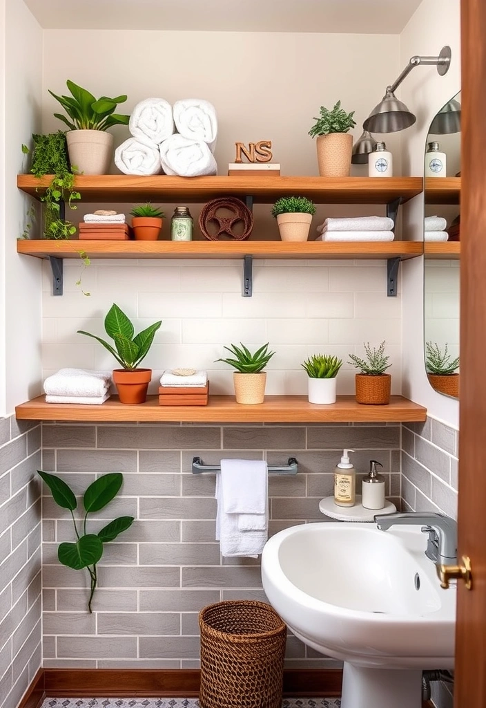 23 Modern Organic Bathroom Decor Ideas That Will Transform Your Space! - 13. Open Shelving