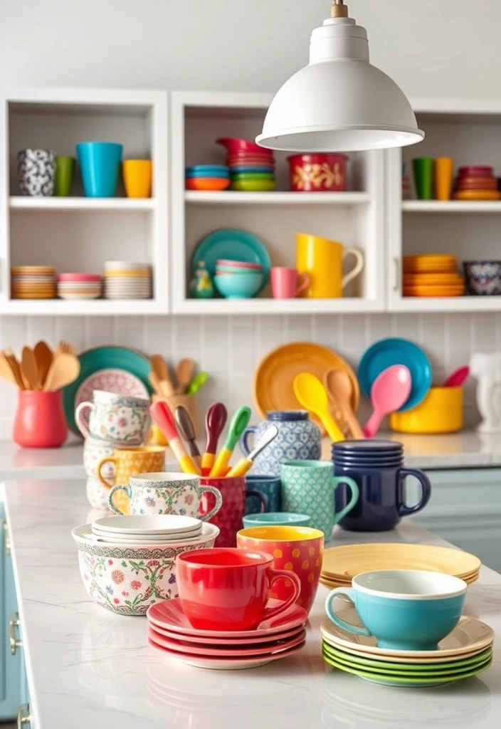 21 Colorful Home Decor Ideas That Will Ignite Your Inner Maximalist! - 7. Multi-Hued Kitchenware