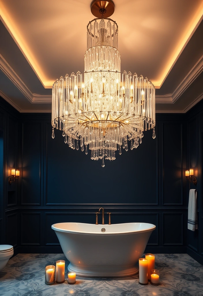 22 Moody Bathroom Designs That Will Transform Your Space into a Luxurious Retreat! - 4. Statement Lighting