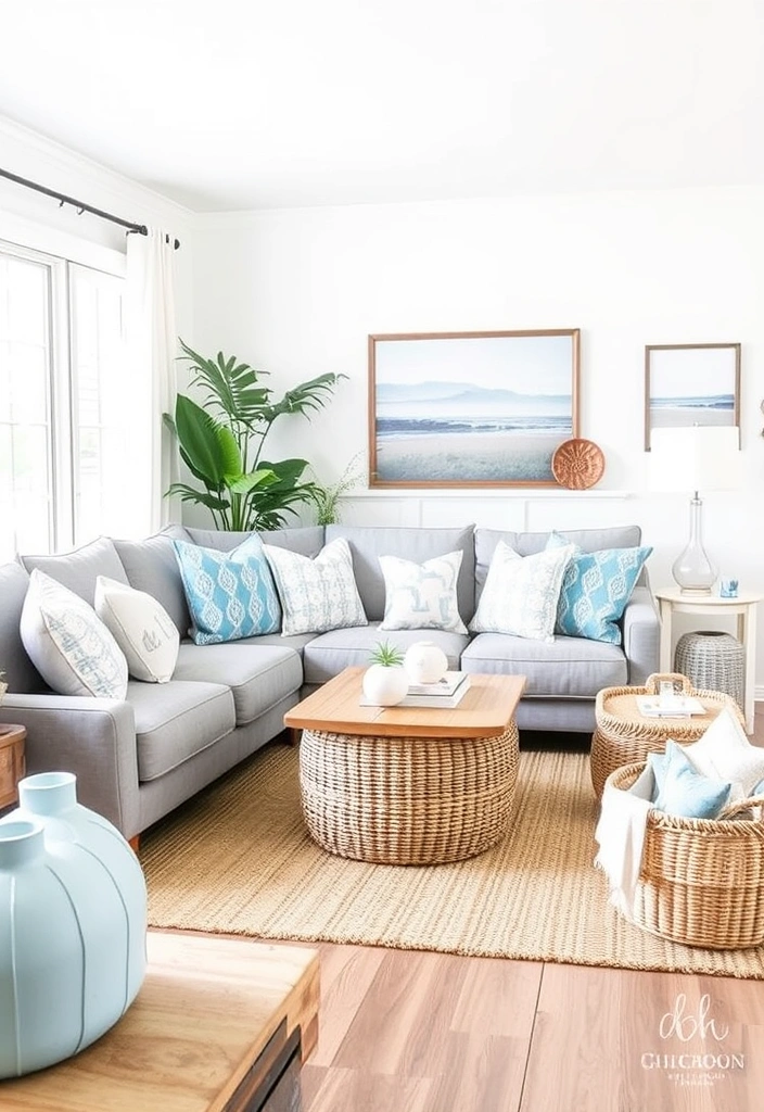 26 Grey Couch Living Room Ideas That'll Make You Want to Redecorate Immediately! - 5. Coastal Retreat